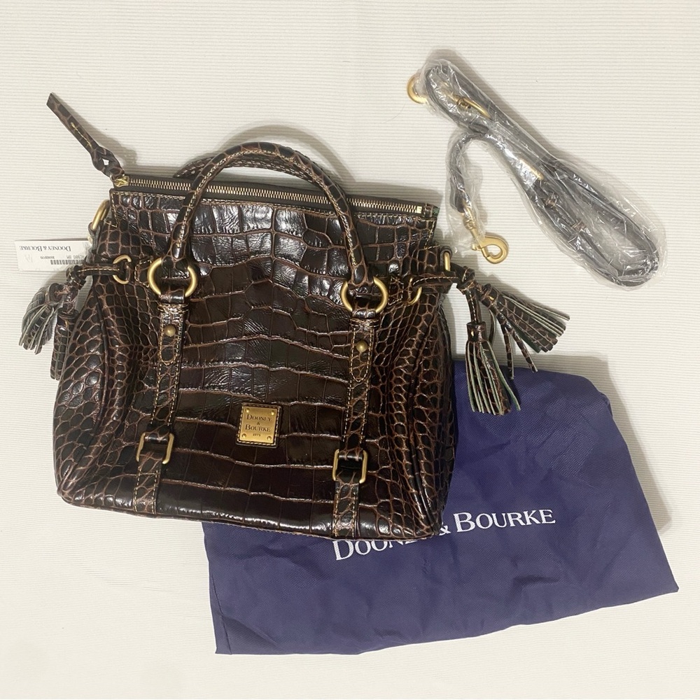 Dooney & Bourke Florentine Satchel in Dark Brown Croc